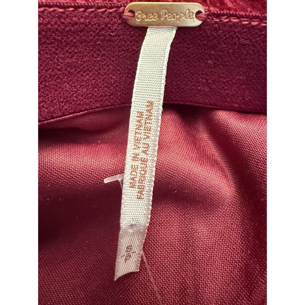 Free People Noa Velvet Slip Skirt Sz Small Fairytale Red Maxi Boho Romantic NWT - Picture 5 of 10